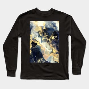 Black, Grey and Gold Marble Effect Long Sleeve T-Shirt